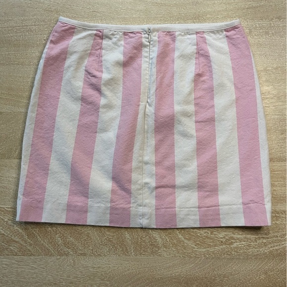 Madewell 100% Cotton Lined Barbie Mini Skirt Cara Stripe Light Pink & White 8 - Picture 2 of 11